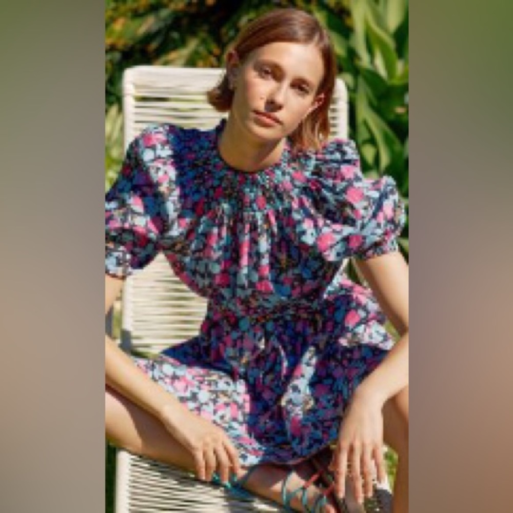 100% Cotton floral cover up mini dress by Roller Rabbit. Size L